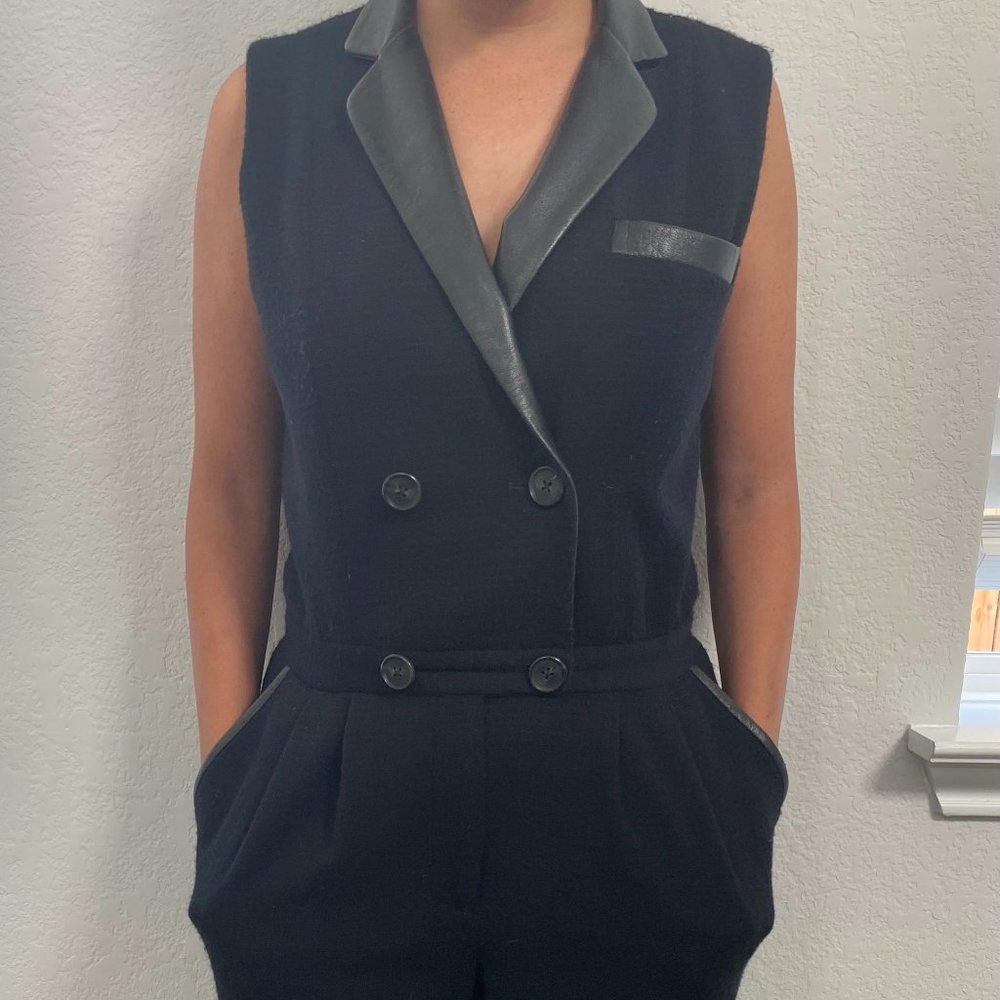 Black Sea Jumpsuit, Wool and Leather